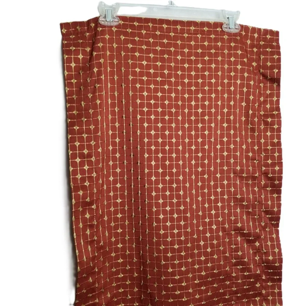 Set of 2 Veratex Rust Gold Embroidered Window Valance Lined Rod Pocket Geometric